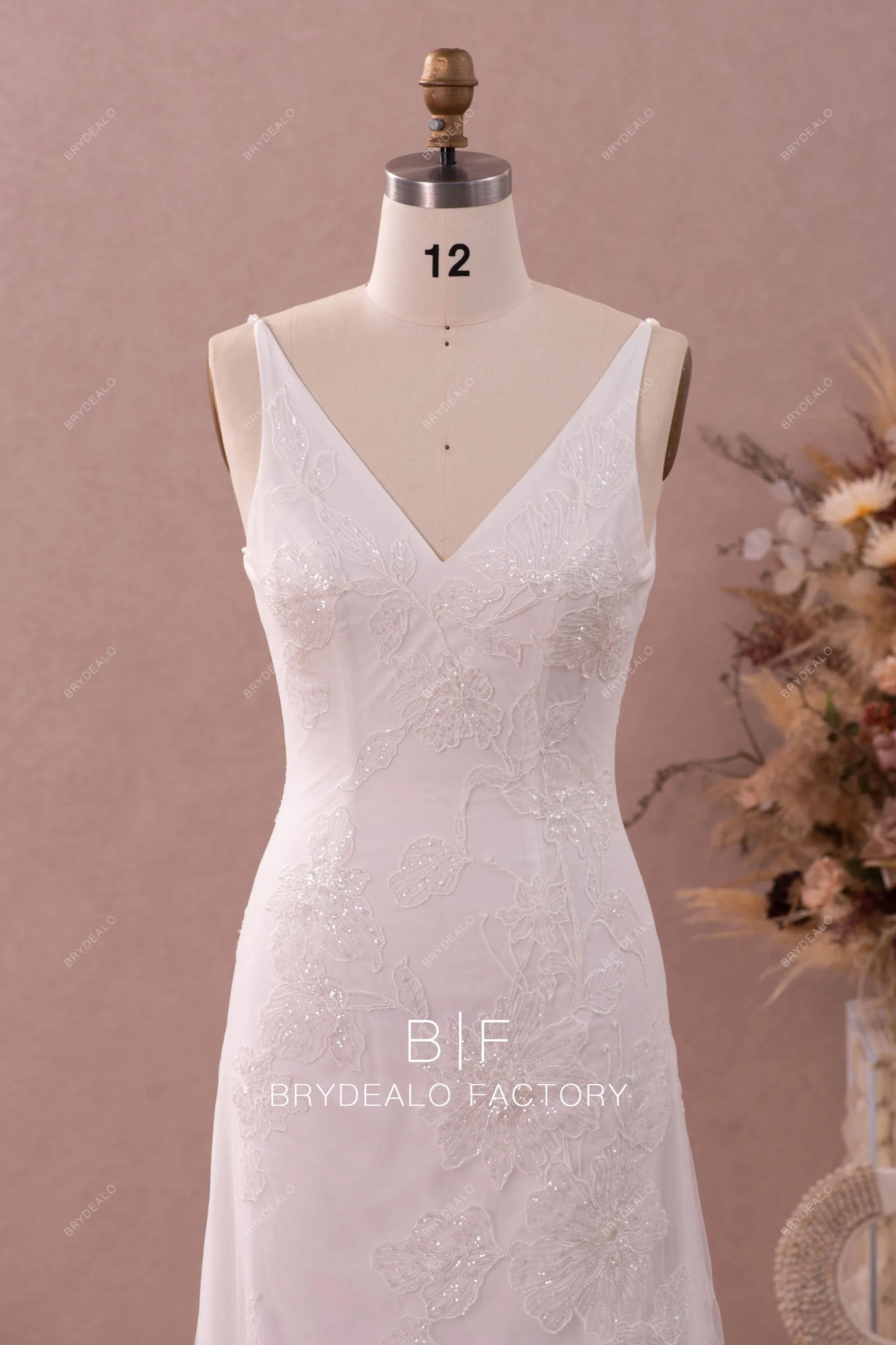 Shimmery Lace Mermaid Wedding Dress with Detachable Robe