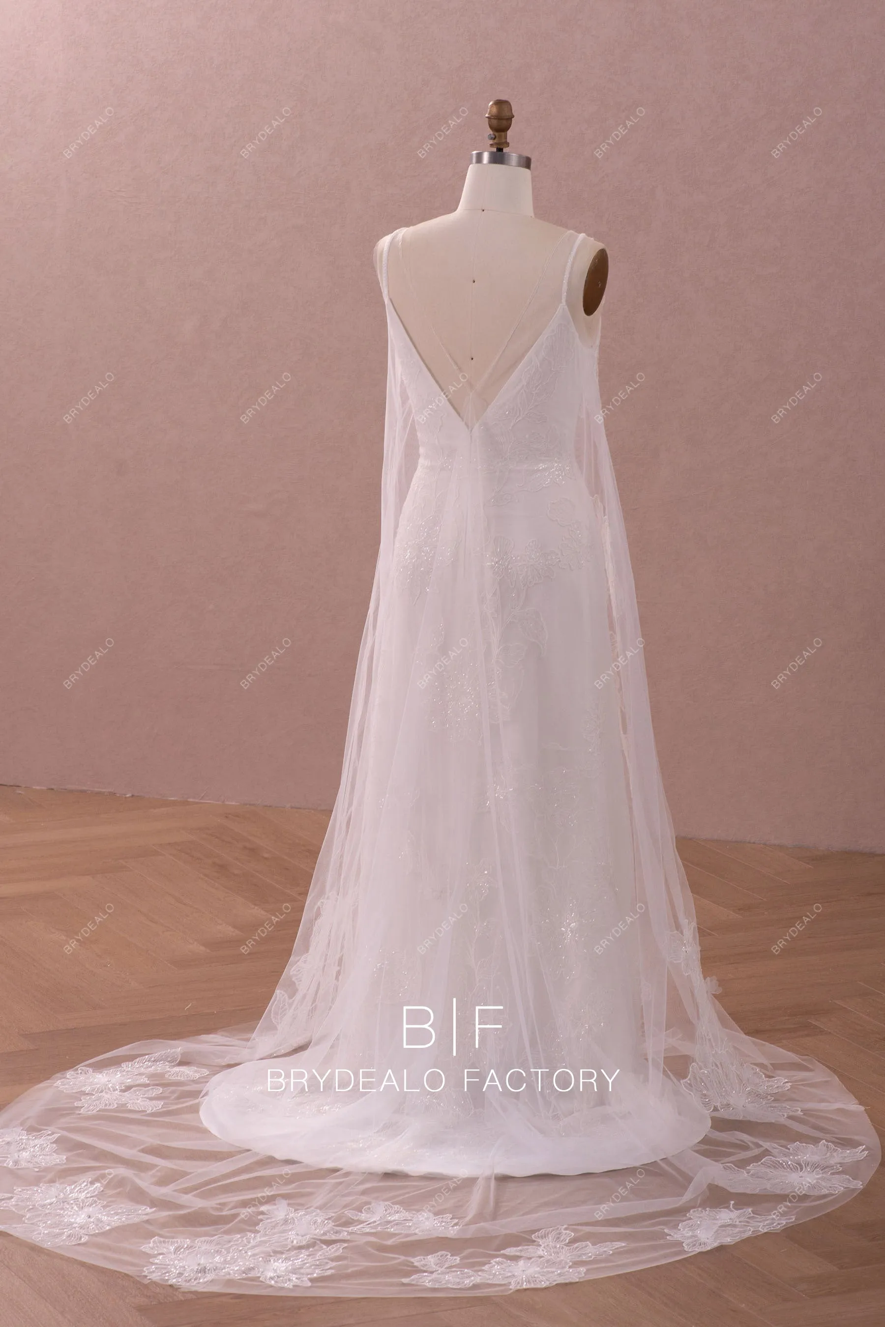Shimmery Lace Mermaid Wedding Dress with Detachable Robe