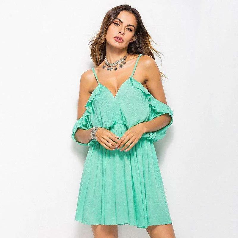 Shoulderless Bell Sleeve Floral Dreams Mini Dress