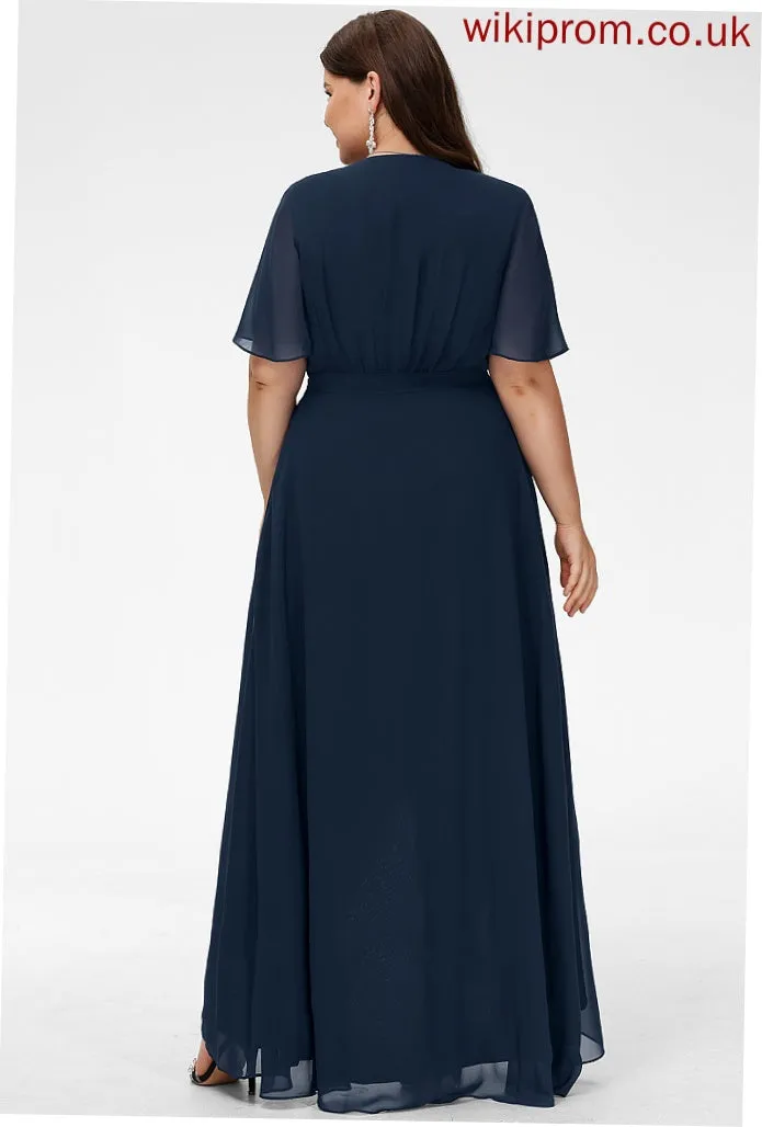 Silhouette Bow(s) A-Line Embellishment Length Fabric V-neck Asymmetrical Neckline Zaniyah Bridesmaid Dresses