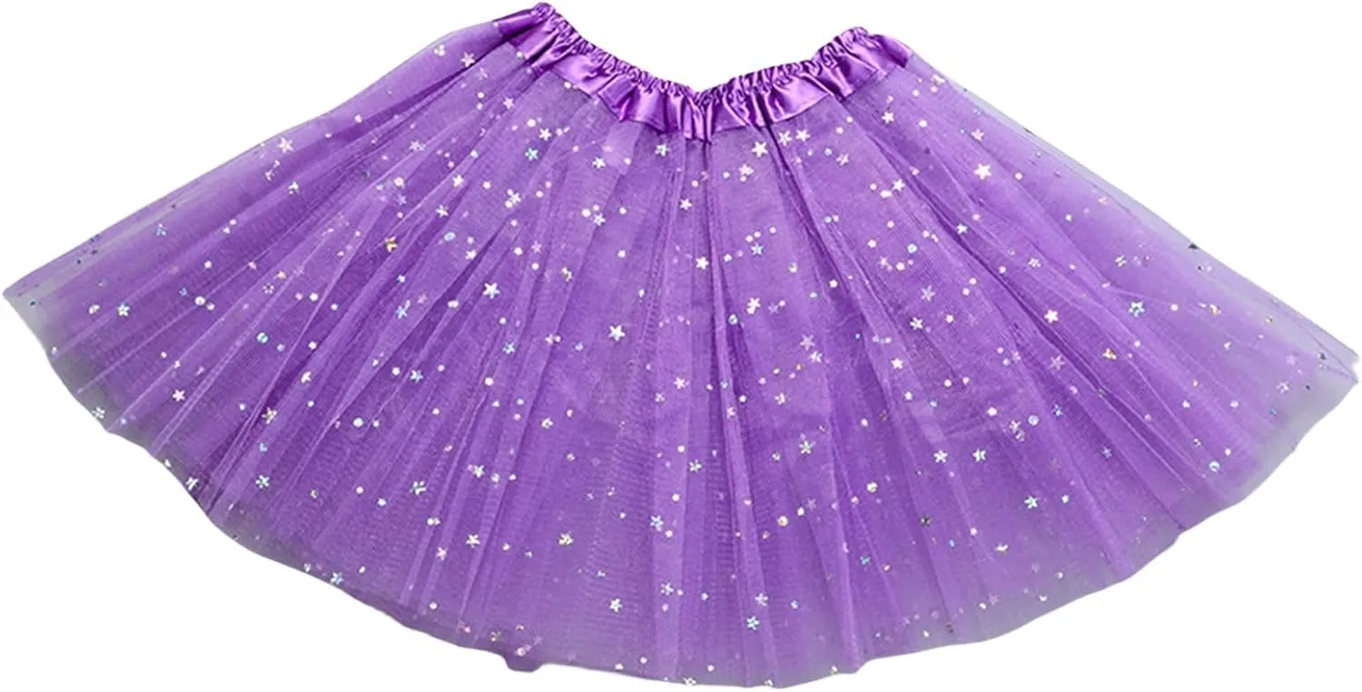Sparkle Tutu Skirts for Women Fashion Lightweight Layered Dance Mini Skirt Elegant Princess Solid Color Ballet Skirt
