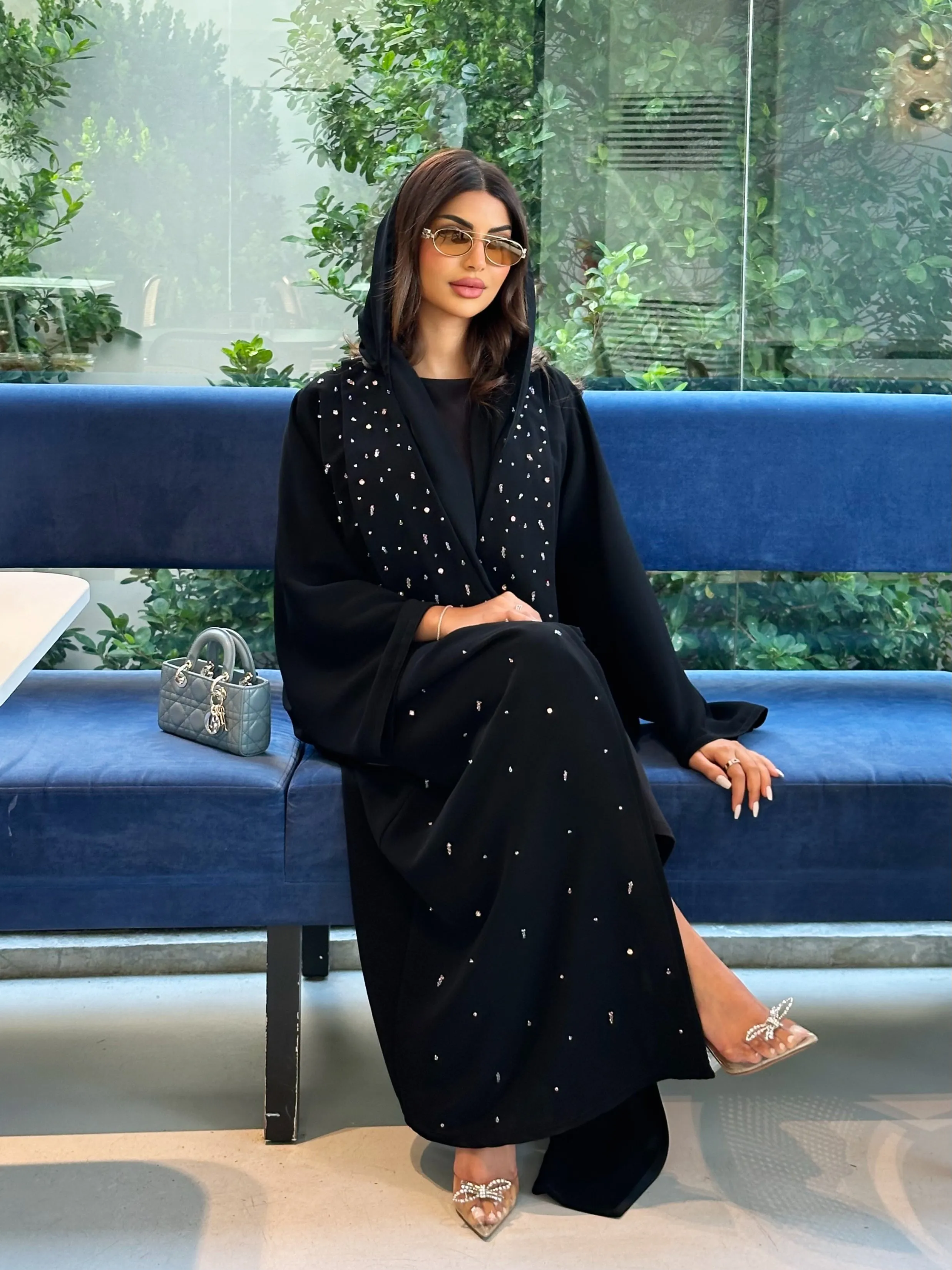 SPARKLING COLORED BEADS ABAYA #467