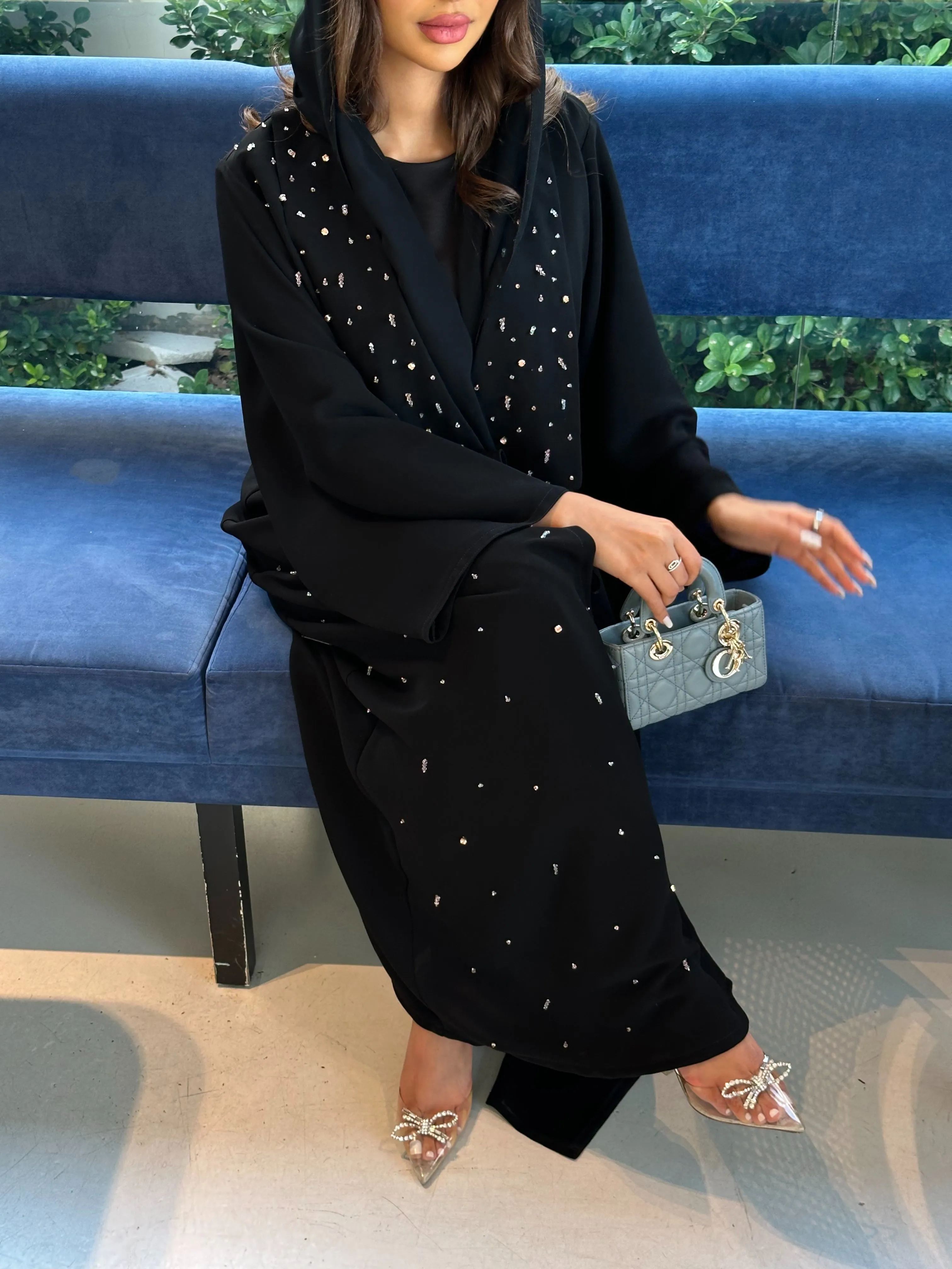 SPARKLING COLORED BEADS ABAYA #467