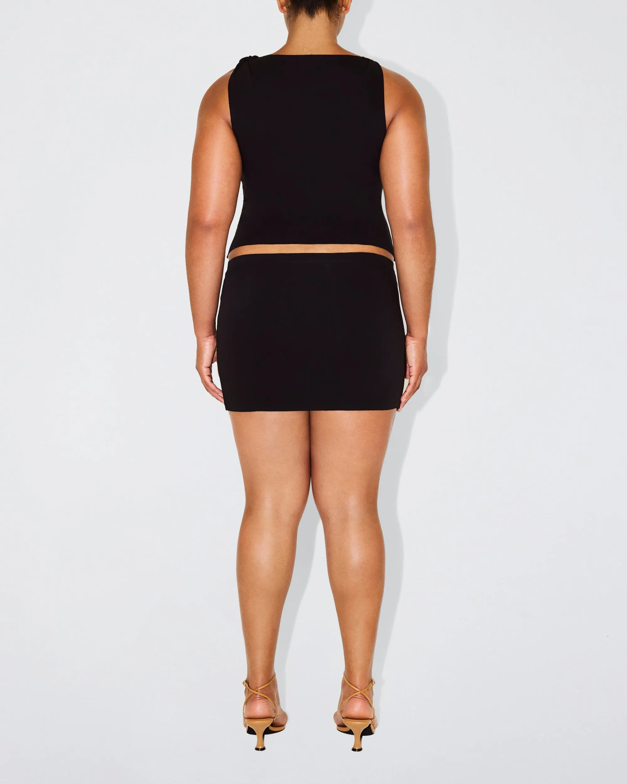 Sueded Stretch Ultra Mini Skirt | Black