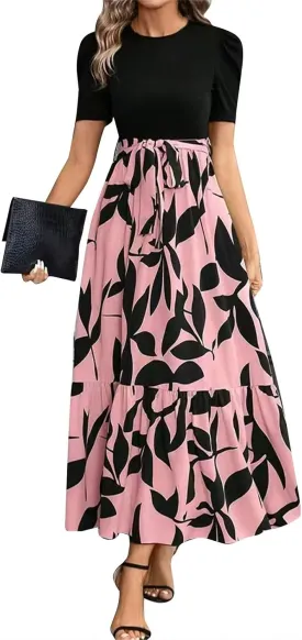 Summer Dresses for Women 2025 Casual Flowy Floral Maxi Dress Elegant Empire Waist Beach Dresses