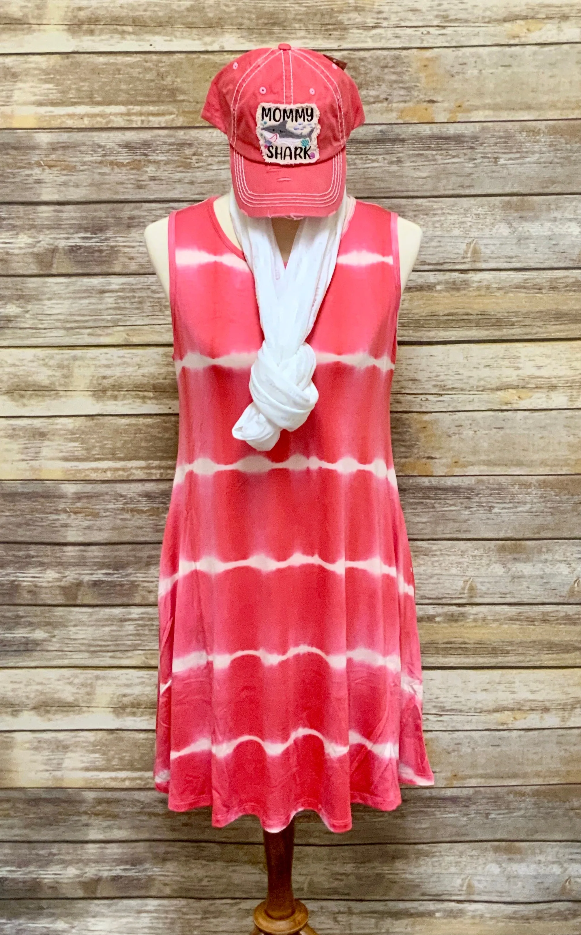 Tie Dye Tank Swing Knit Dress with Pockets
