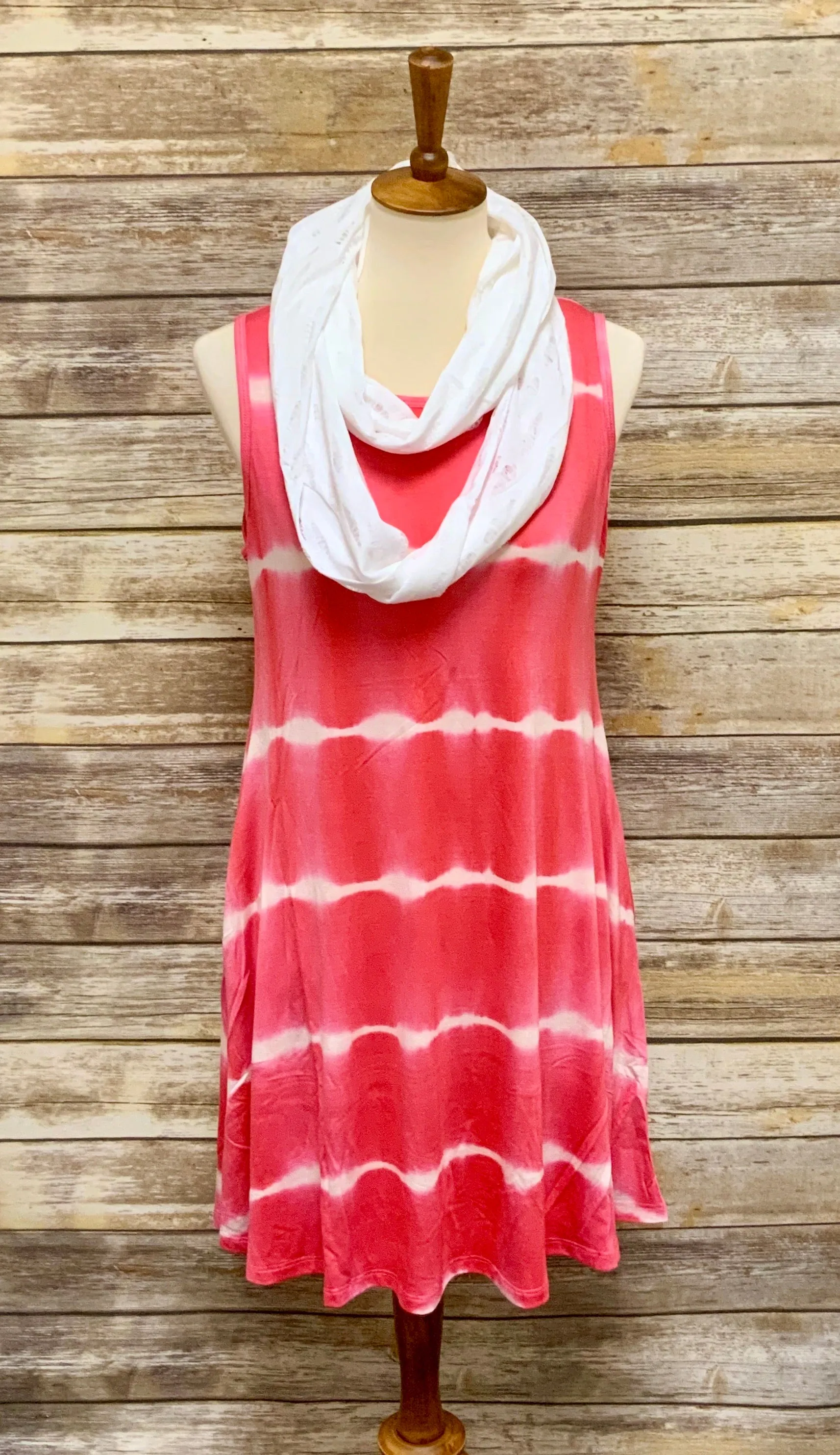 Tie Dye Tank Swing Knit Dress with Pockets