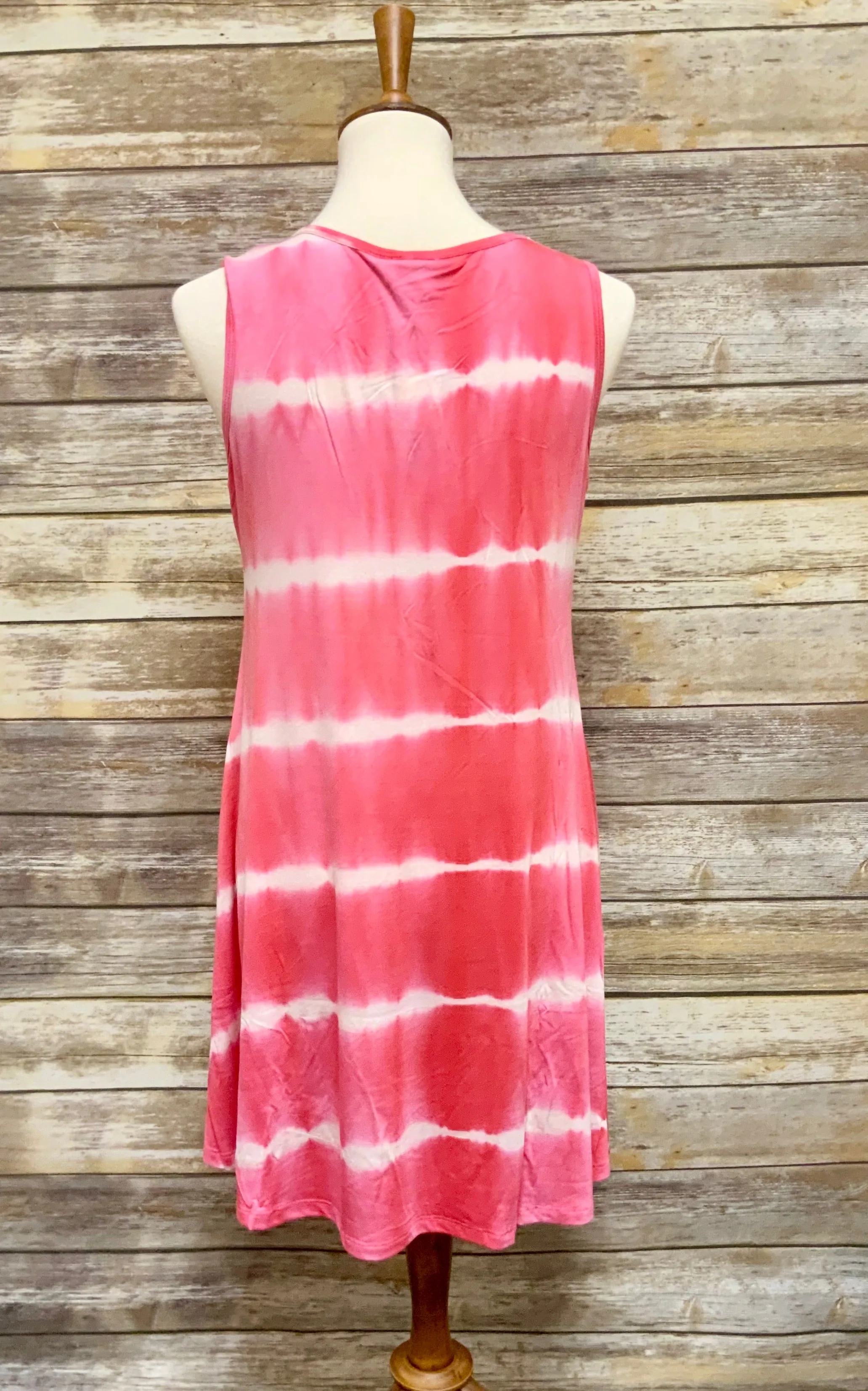 Tie Dye Tank Swing Knit Dress with Pockets