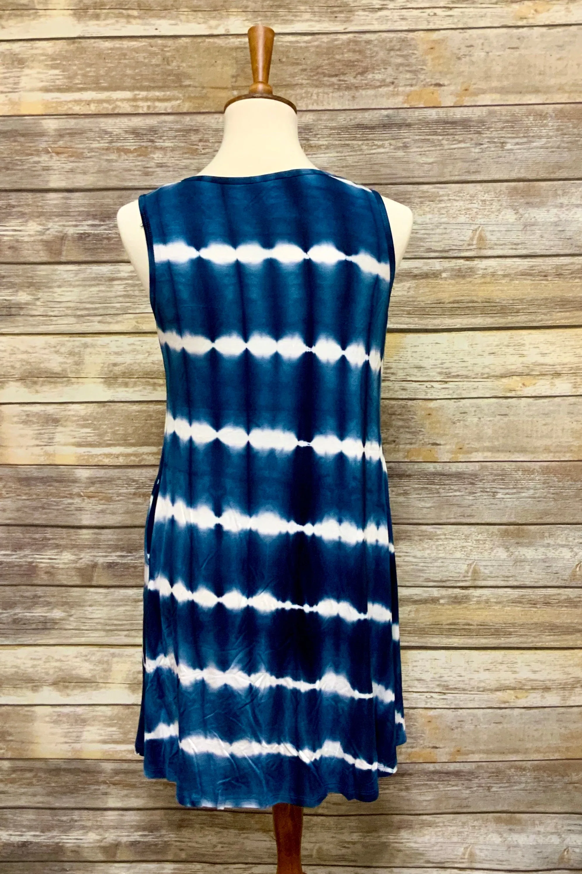 Tie Dye Tank Swing Knit Dress with Pockets