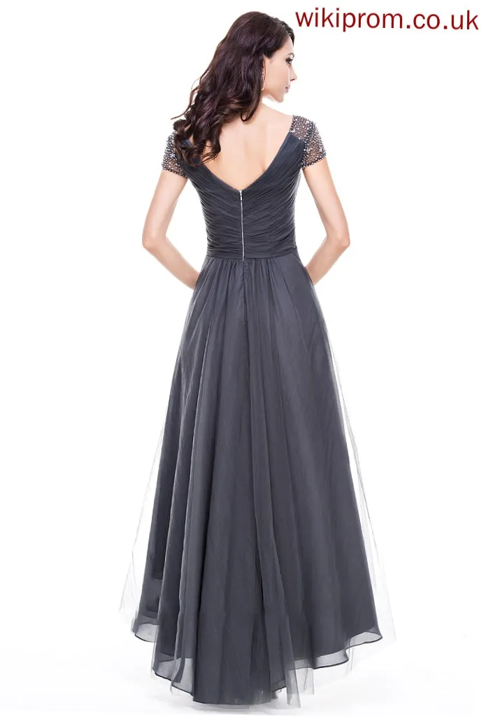 Tulle V-neck With A-Line Dress Ruffle Sequins of the Beading Asymmetrical Ida Mother Mother of the Bride Dresses Bride