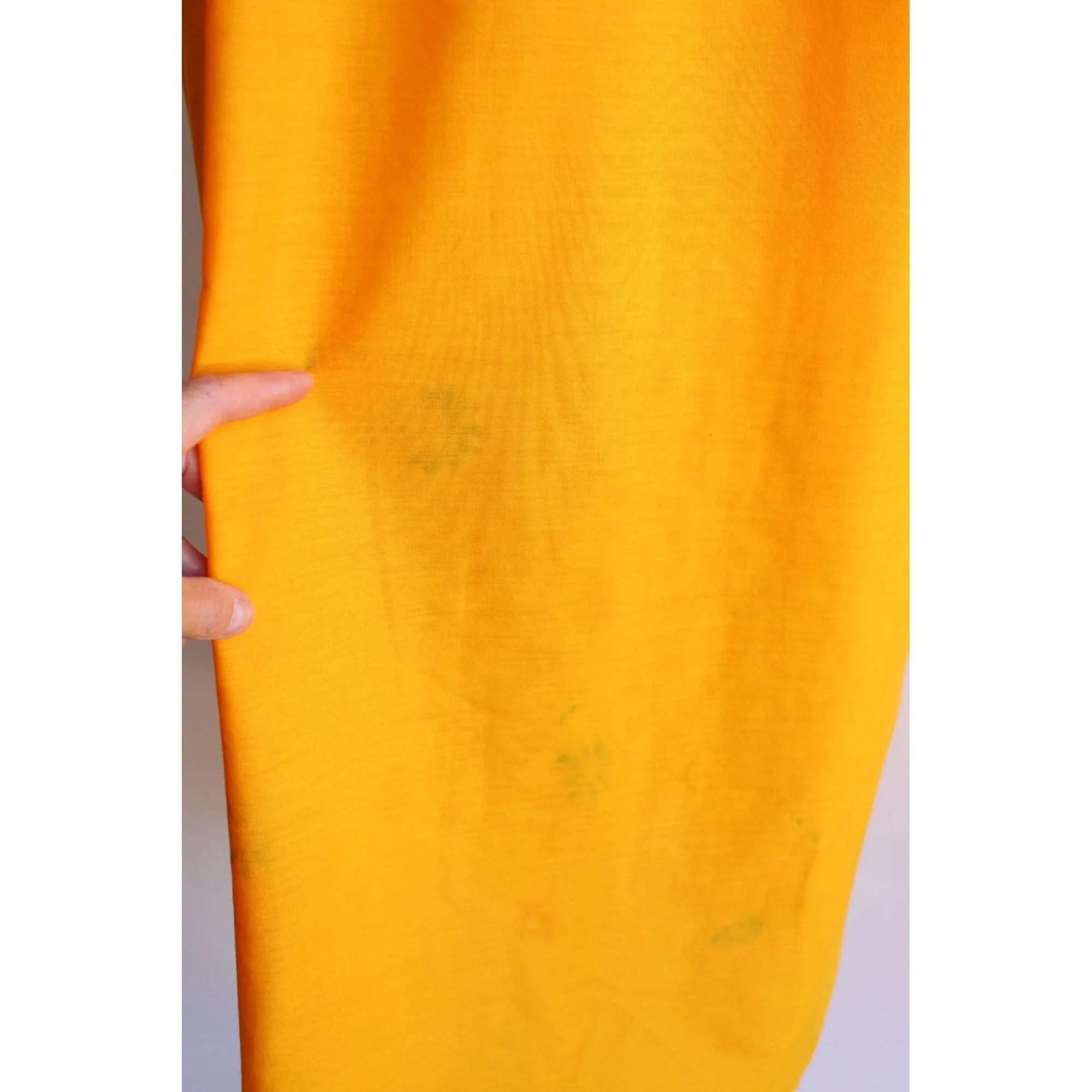 Vintage 1970s 1980s Yellow-Orange Mexican Embroidered Dress