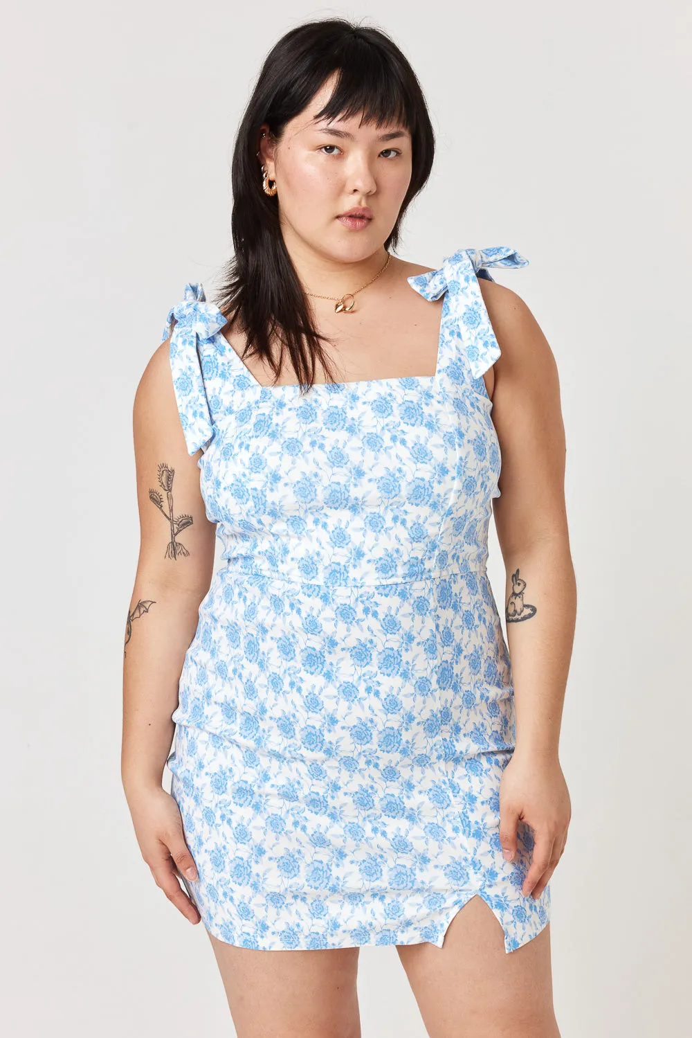 White Blue Slim Dress