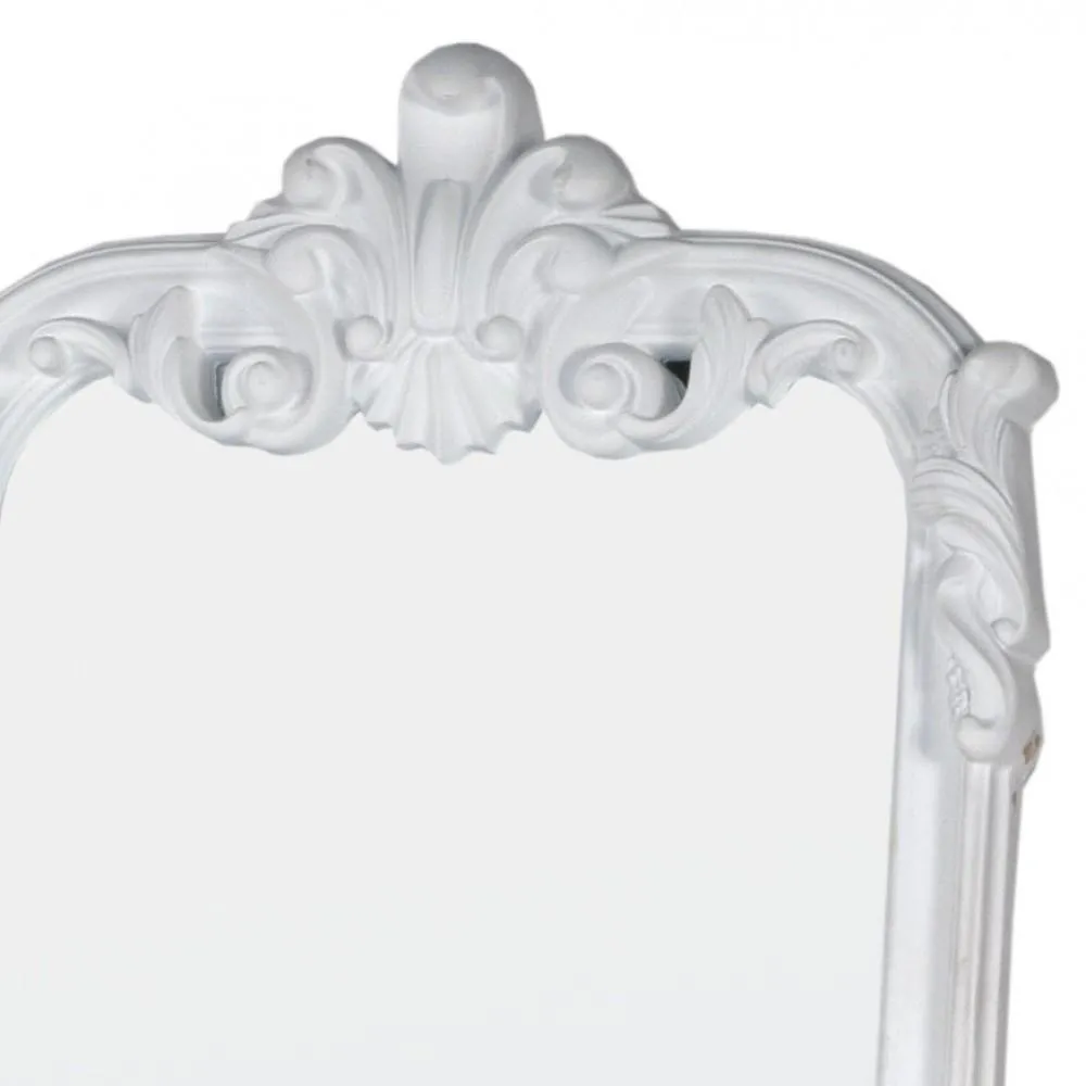 White Free Standing French Rocaille Style Cheval Mirror