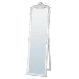 White Free Standing French Rocaille Style Cheval Mirror