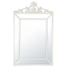 White Pin Cushion Rocaille Crown Rectangular Mirror