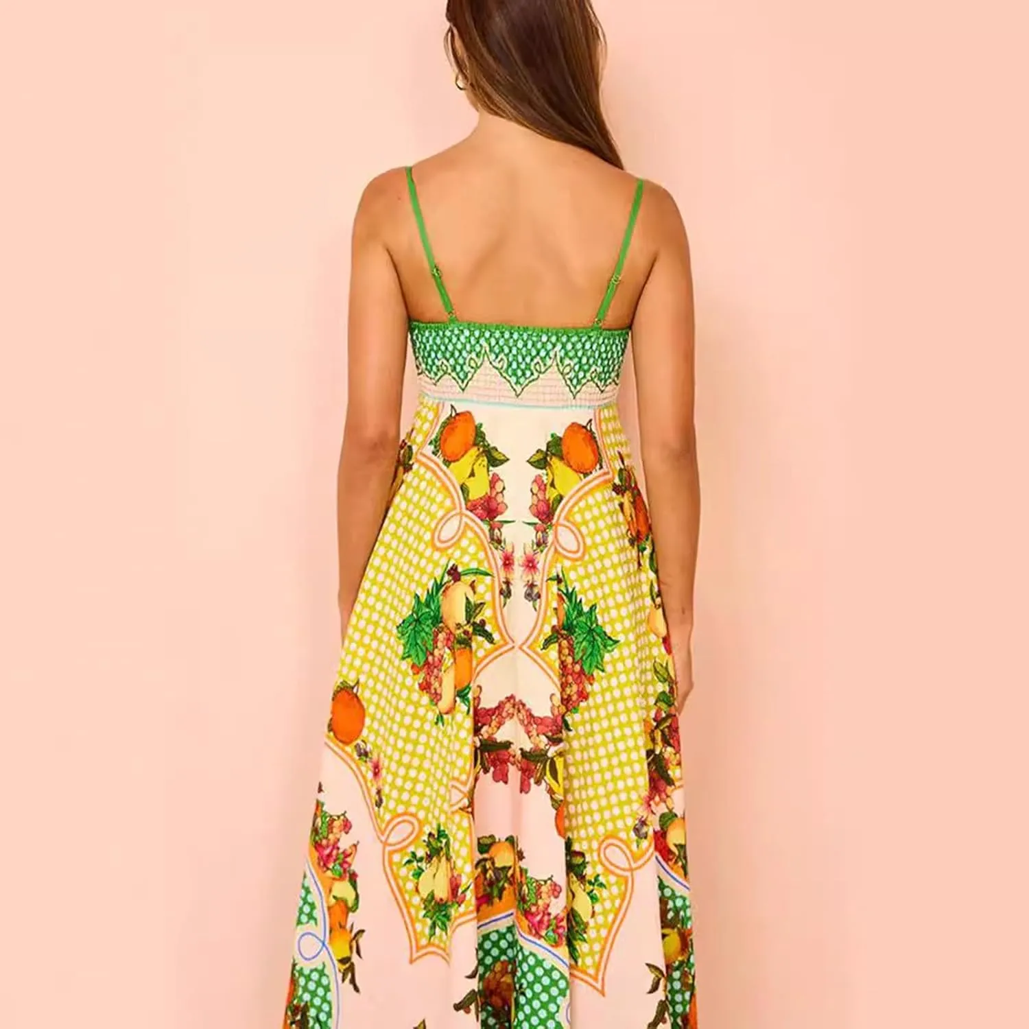 Women Boho Cute Print Maxi Dress Summer Graffiti Cami Long Dress Straghetti Strap Flowy Slip Dress Beach Dress