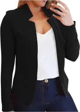 Women's Cropped Blazer Jacket Dressy Cardigan Lightweight Office Jacket Plus Size Open Front Suit Blazers Outerwear