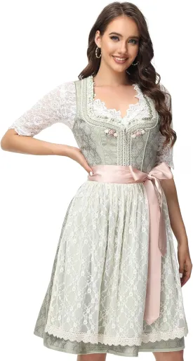 Women's German Dirndl Dress Bavarian Oktoberfest Halloween Carnival Costumes
