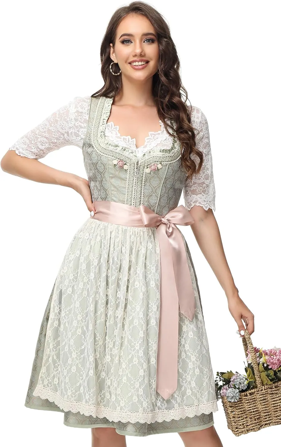 Women's German Dirndl Dress Bavarian Oktoberfest Halloween Carnival Costumes