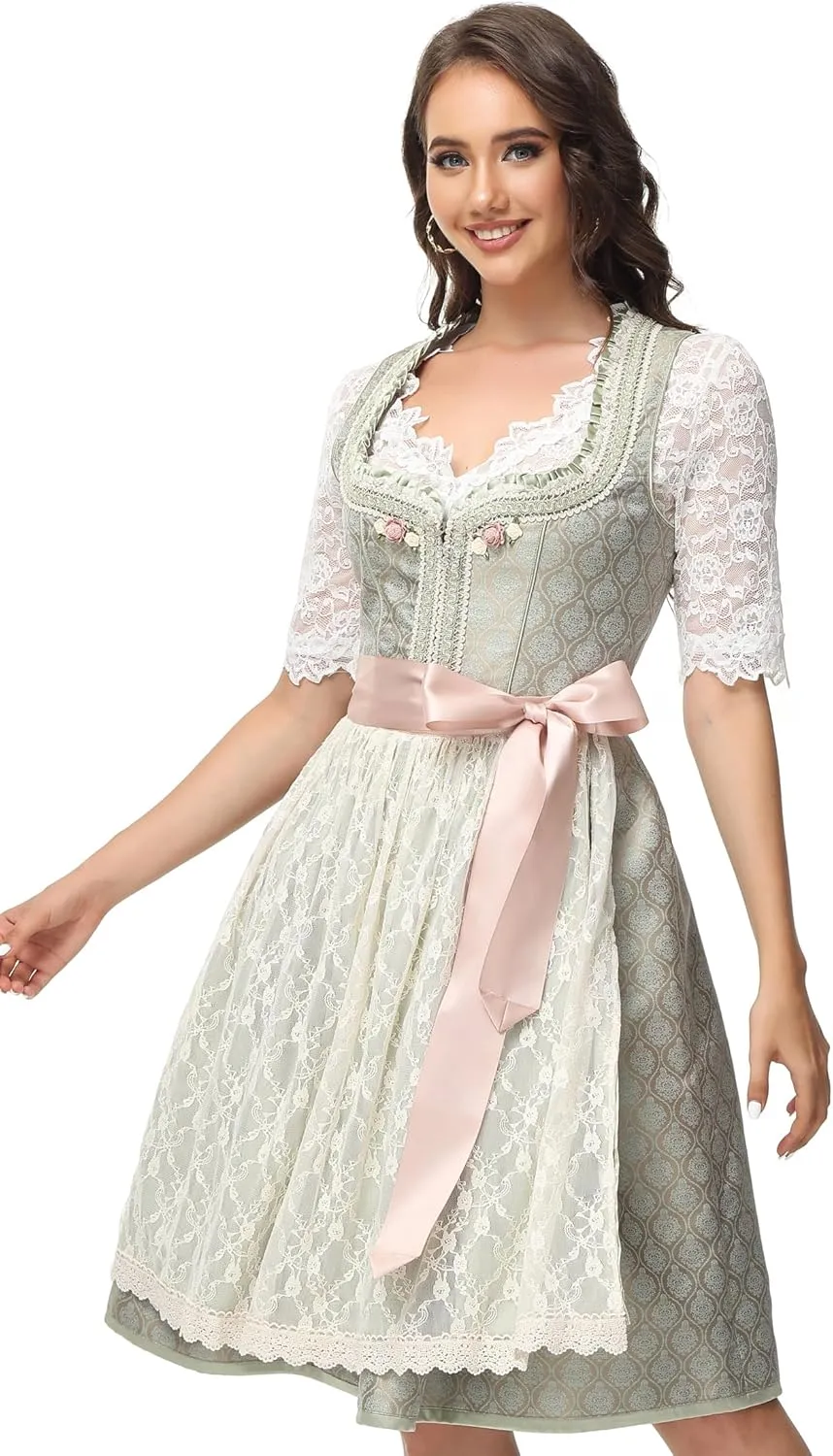 Women's German Dirndl Dress Bavarian Oktoberfest Halloween Carnival Costumes