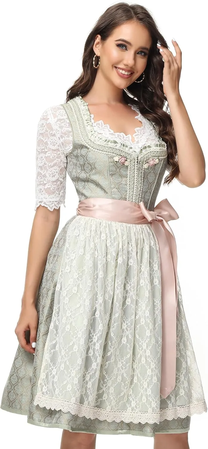 Women's German Dirndl Dress Bavarian Oktoberfest Halloween Carnival Costumes