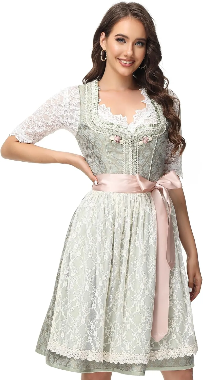 Women's German Dirndl Dress Bavarian Oktoberfest Halloween Carnival Costumes