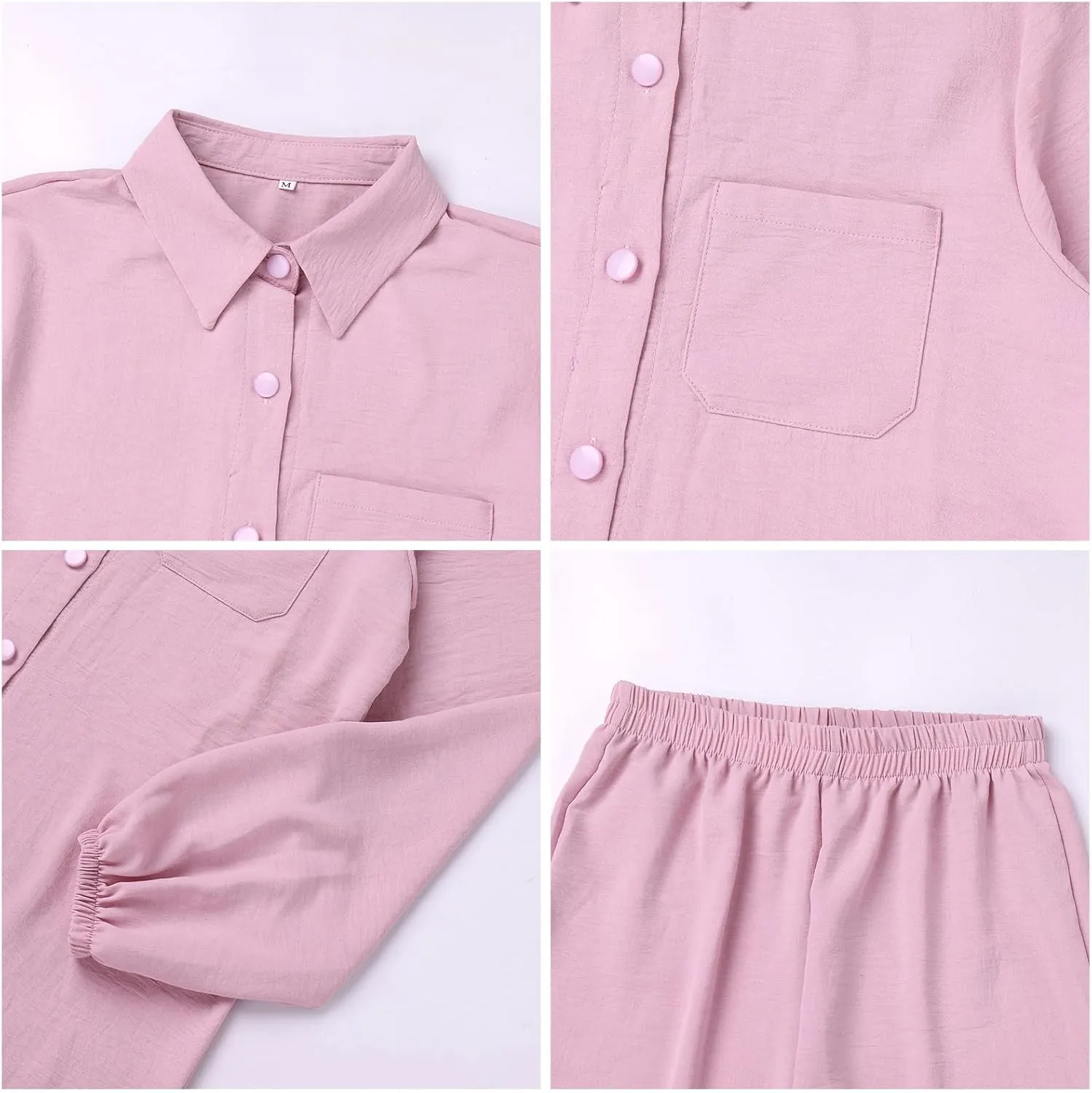 Women's Muslim 2 Pieces Sets Long Sleeve Button Down Shirt and Pants Abaya Casual Dress Dubai Outfits