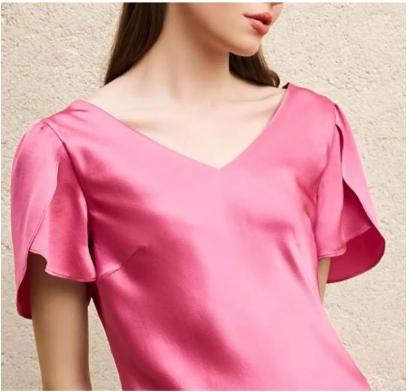 Women's Silk Champagne Set - Short Sleeve T-Shirt Wide Leg Casual Ensemble