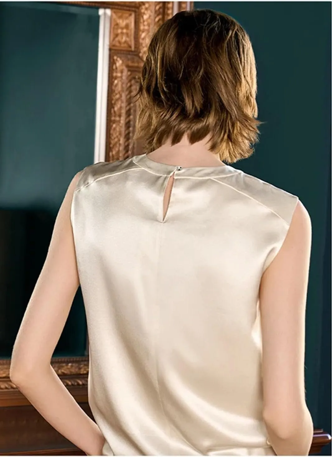 Women's Silk Wide Leg Set - Mulberry Sleeveless T-Shirt Pants Ensemble