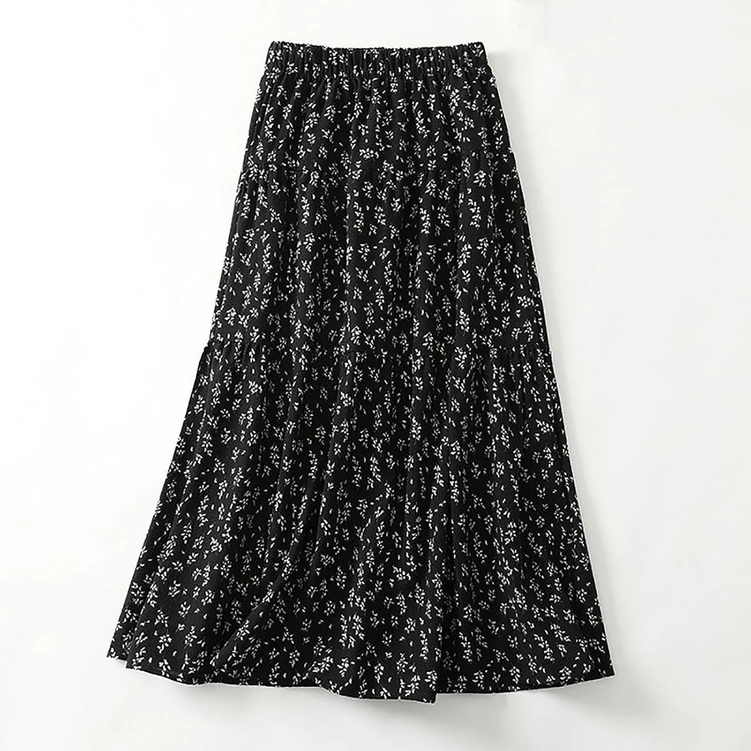 Women's Striped Skirts Elastic Waist Long Flowy Bohemian Cotton Linen Casual Summer Beach Holiday A Line Maxi Skirt