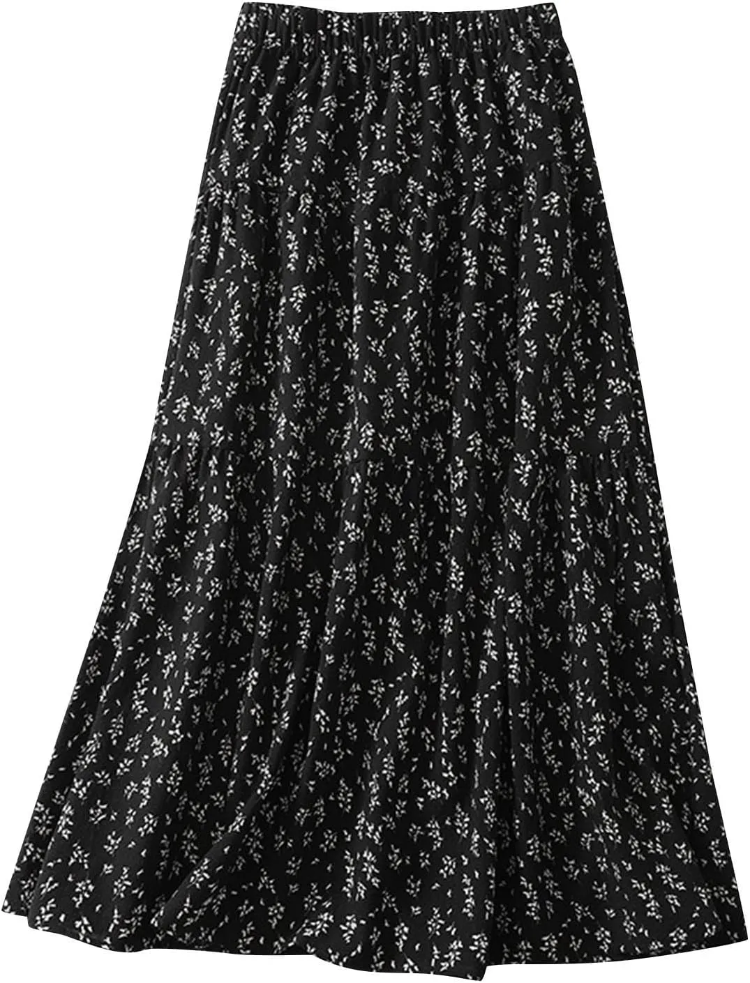 Women's Striped Skirts Elastic Waist Long Flowy Bohemian Cotton Linen Casual Summer Beach Holiday A Line Maxi Skirt