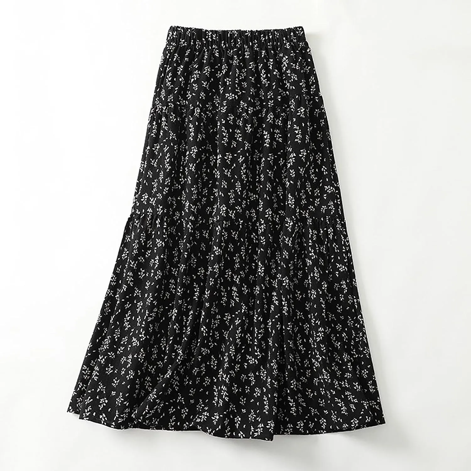 Women's Striped Skirts Elastic Waist Long Flowy Bohemian Cotton Linen Casual Summer Beach Holiday A Line Maxi Skirt