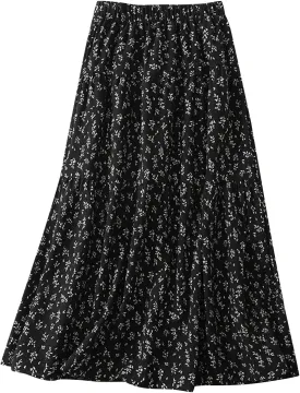 Women's Striped Skirts Elastic Waist Long Flowy Bohemian Cotton Linen Casual Summer Beach Holiday A Line Maxi Skirt