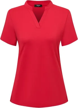 Womens V Neck Golf Shirts Short Sleeve Tennis Tops
