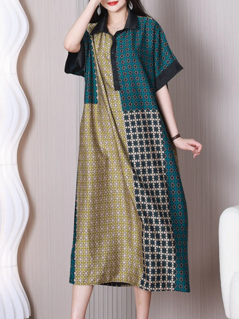 Wonderful Night Lapel Collar A-line Dress