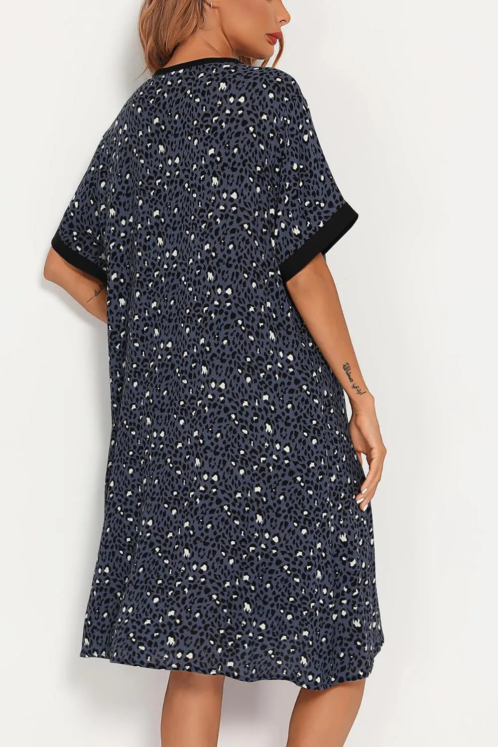 YOZLY House Dress for Women Short Sleeve House Coats Dusters Robe Moomoo nightgowns with Pockets